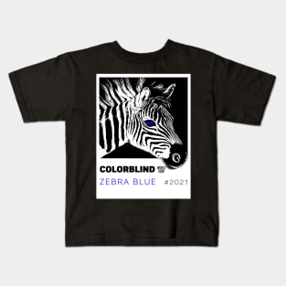 ZEBRA BLUE - white card  by COLORBLIND WorldView Kids T-Shirt